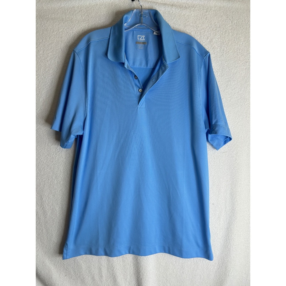 Cutter & Buck Mens CB DryTec Polo Shirt Light Blue Short Sleeve Golf Top Large